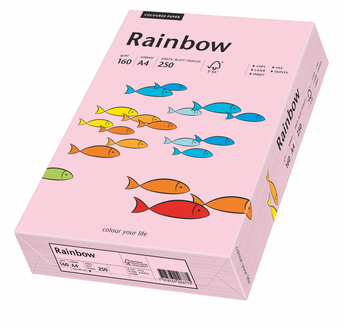 Papier ksero Rainbow A4 160g jasny różowy R54 Papyrus